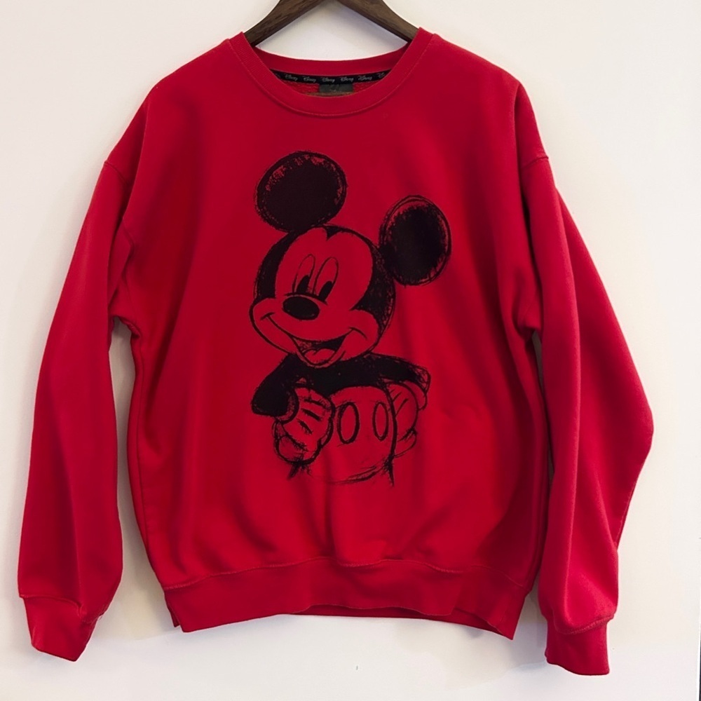 Disney Mickey Mouse Red Sweatshirt Size L – Minor Flaw Priced Accordingly